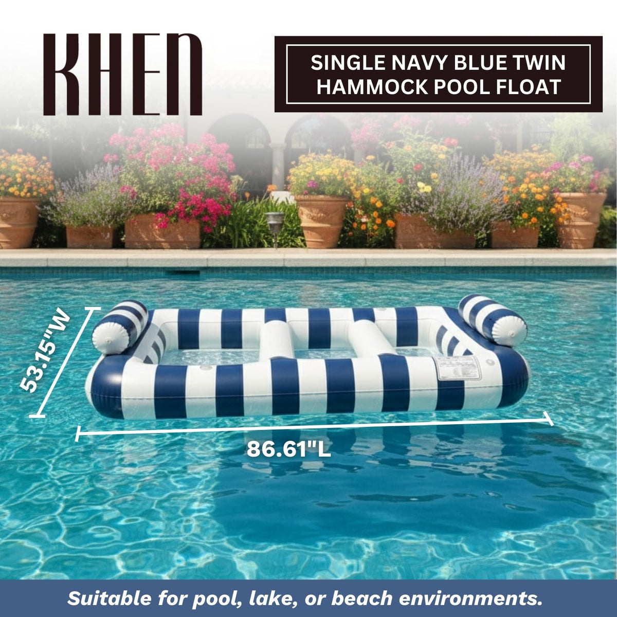 Navy Blue Twin Hammock Pool Float