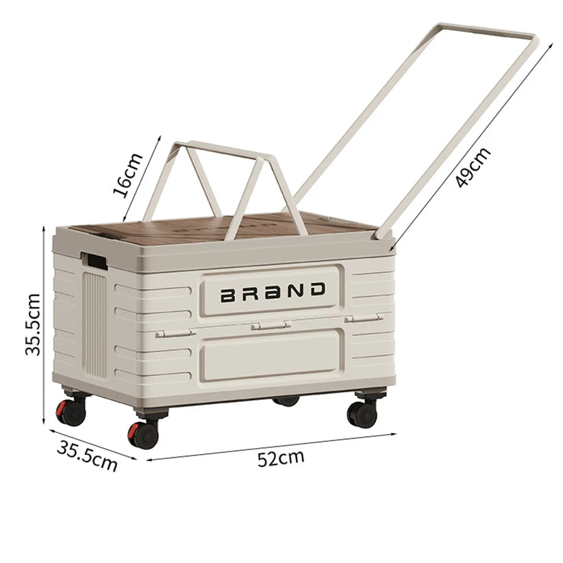 360° Rotating Foldable Storage Cart – Heavy-Duty Mobile Organizer w/4 Silent Wheels, Multi-Functional Camping Storage