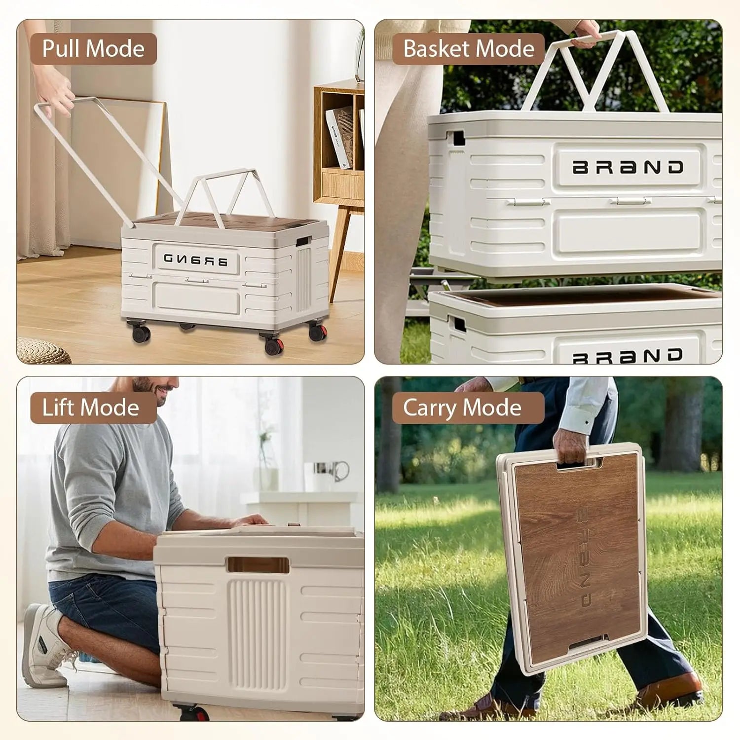 360° Rotating Foldable Storage Cart – Heavy-Duty Mobile Organizer w/4 Silent Wheels, Multi-Functional Camping Storage