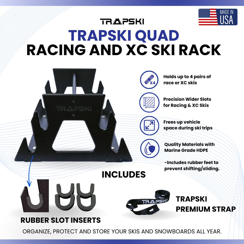 TRAPSKI QUAD All Mountain/Race/XC Ski and Standard Stance Snowboard Rack