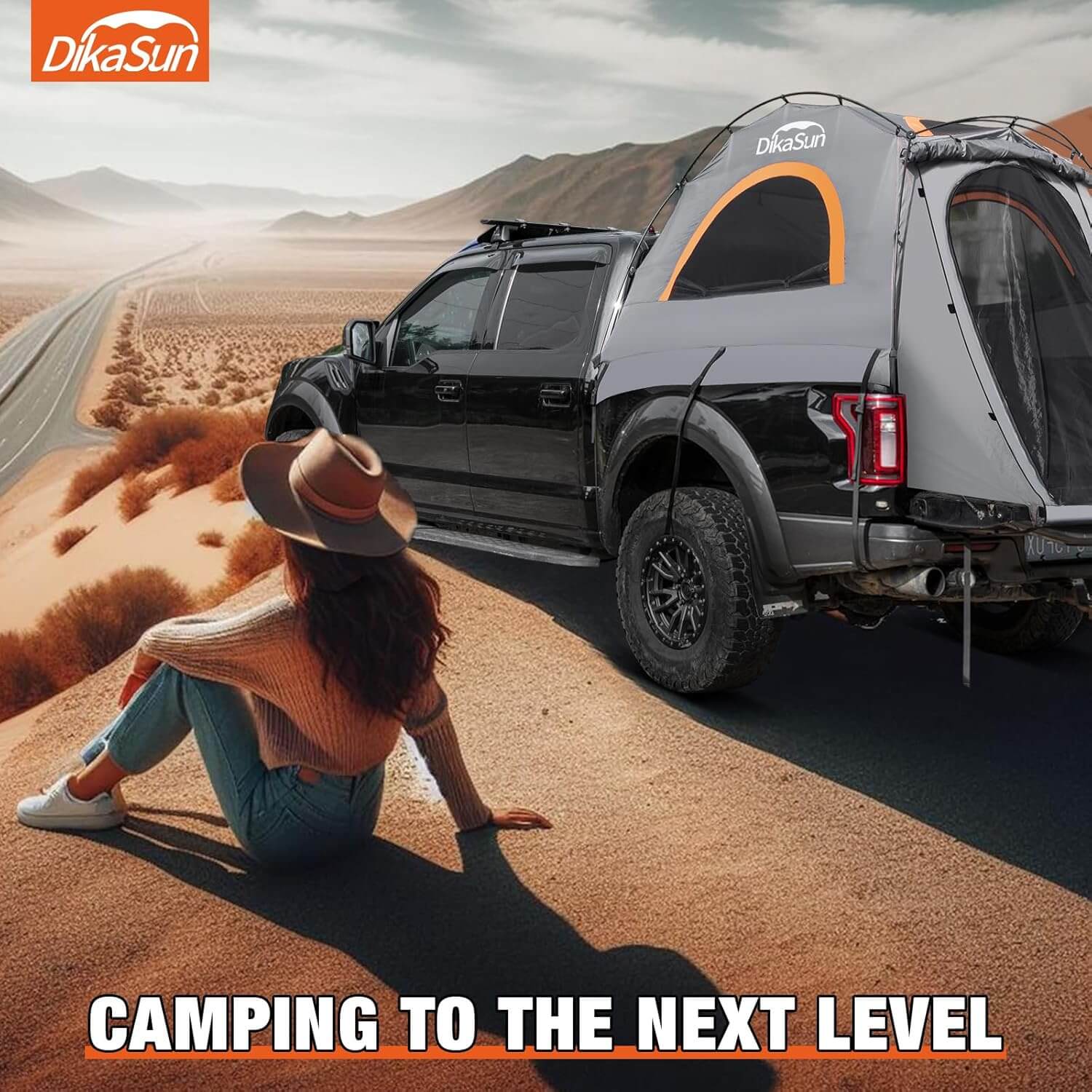 5.5-6.7ft Easy Setup Pickup Truck Bed Tent Gray