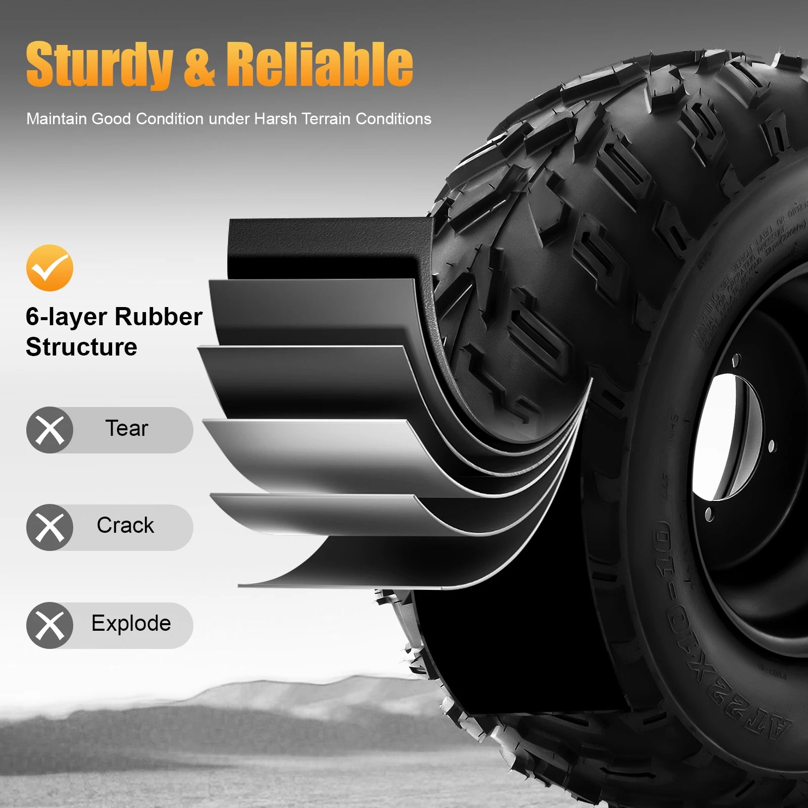 22x10-10 ATV Quad Tire with Rim 10 Inch ATV Wheels For 200cc 250cc Quad UTV Off Road Go Karts As Front Or Rear Wheel