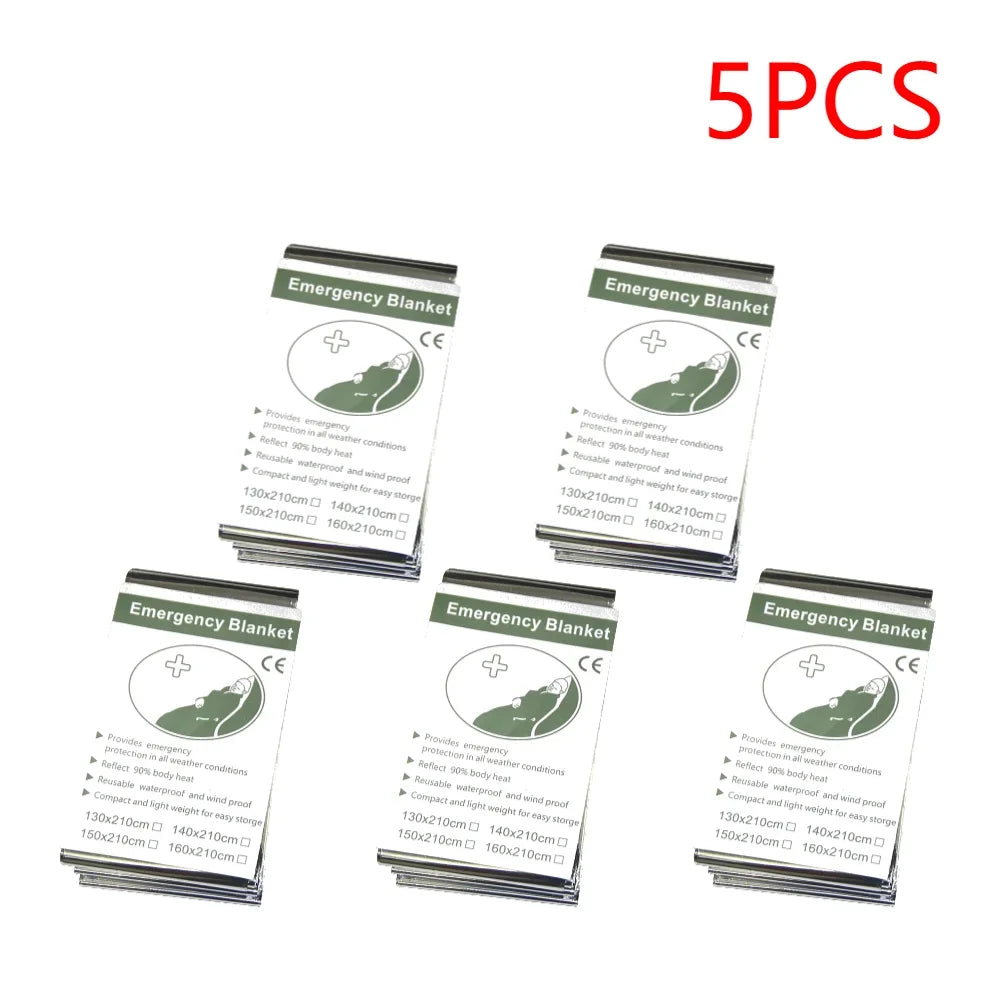 20PCS Outdoor Emergency Blanket, Survival First Aid Kit, Windproof Insulation, Lifesaving Foil Thermal Rescue Blanket