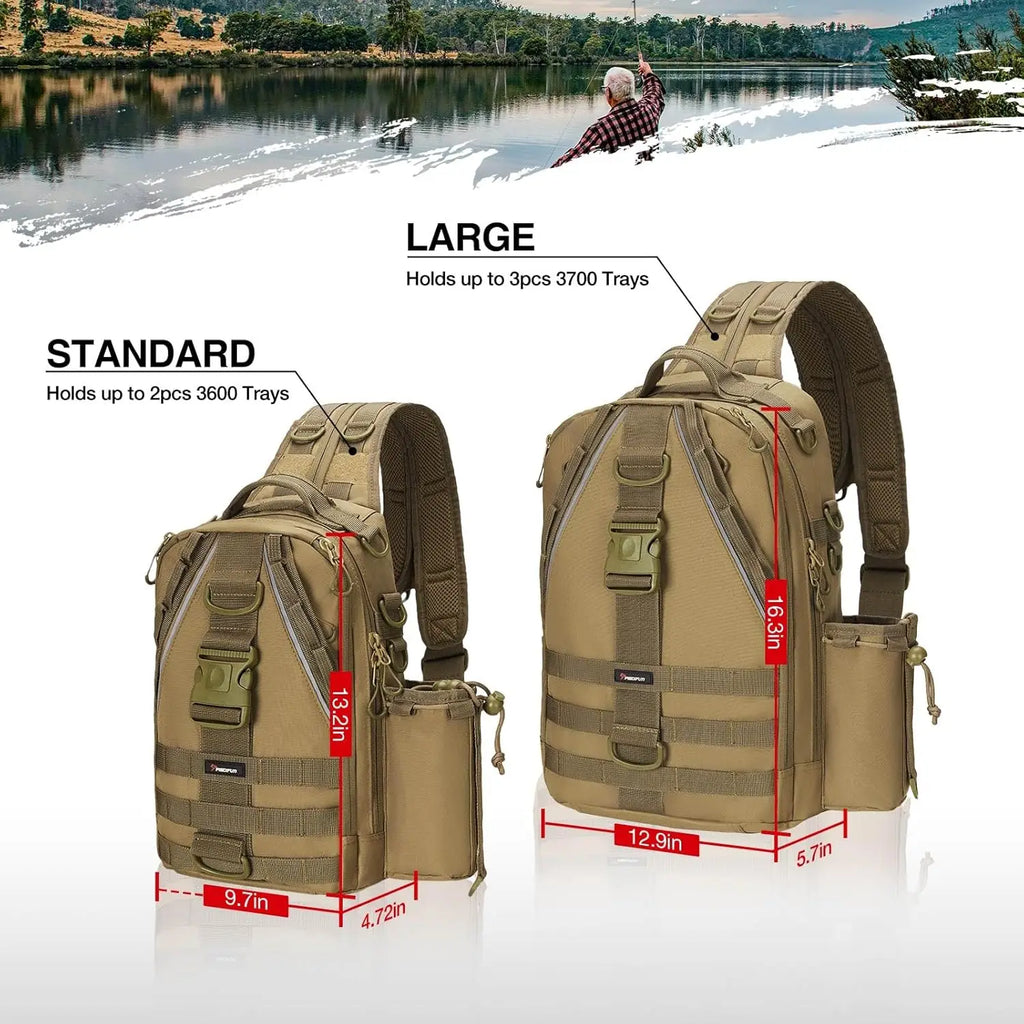 Fishing/Tackle Backpack w/Rod & Gear Holder, Lightweight, Water-Resistant