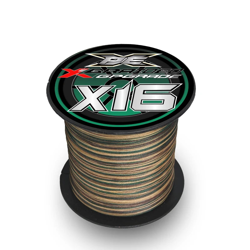 Fishing Line X16 Strands, Braided PE Line 300/500M, Smooth Multifilament Line, Carp Fly Fishing Wire Strong 16X Weave