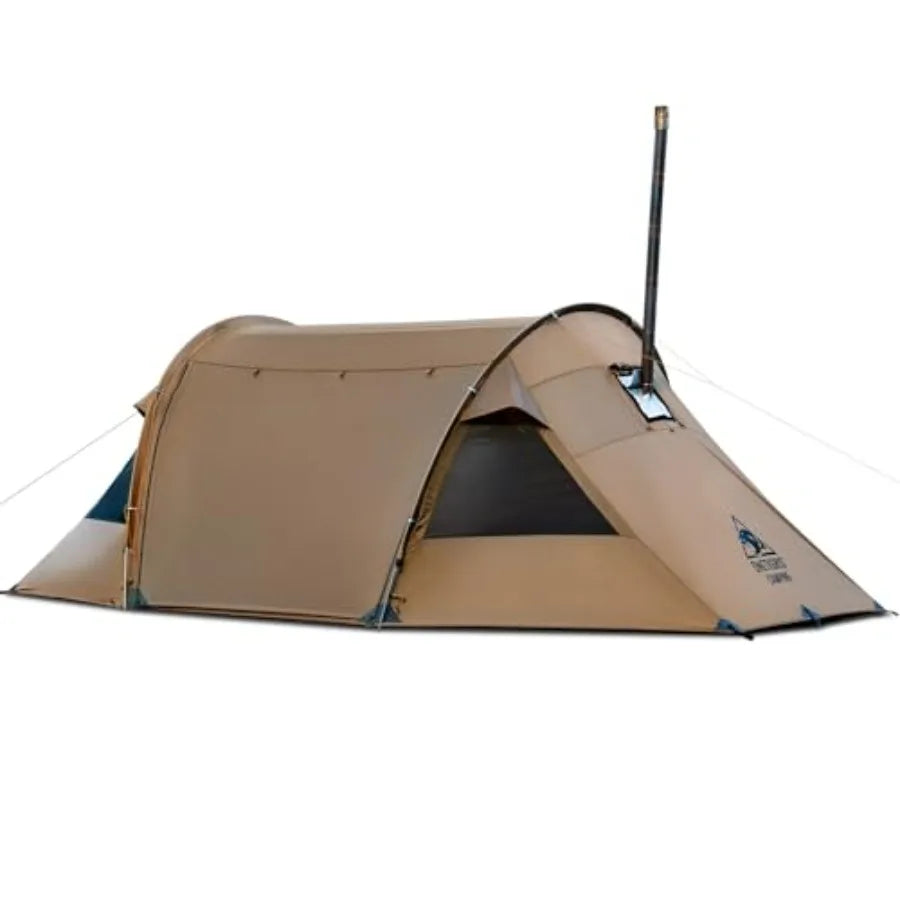 Hot Tent w/Stove Jack, Spacious Waterproof 2 Person Tunnel Camping Tent