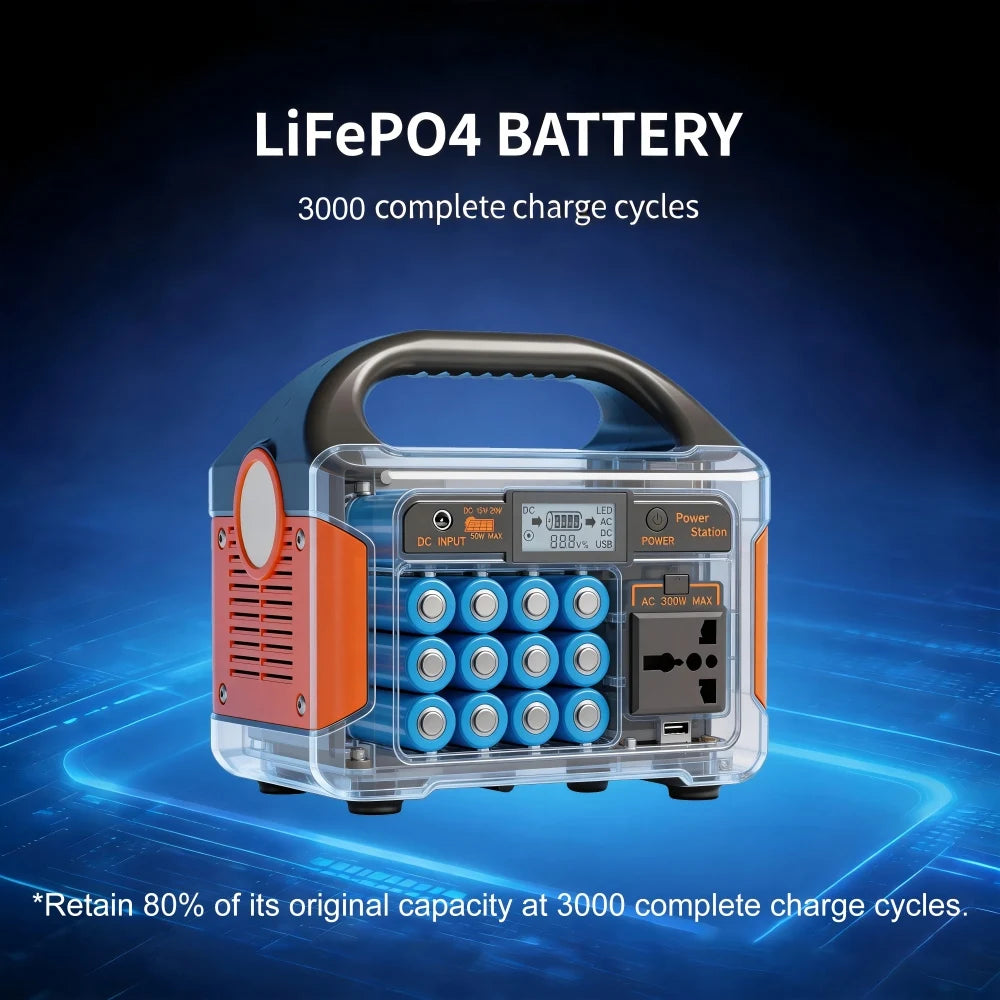 500W 300W Portable Power Station 460.8Wh LiFePO4 Battery Charging Station 110V Solar Generator Emergency Power Bank for Camping Travel