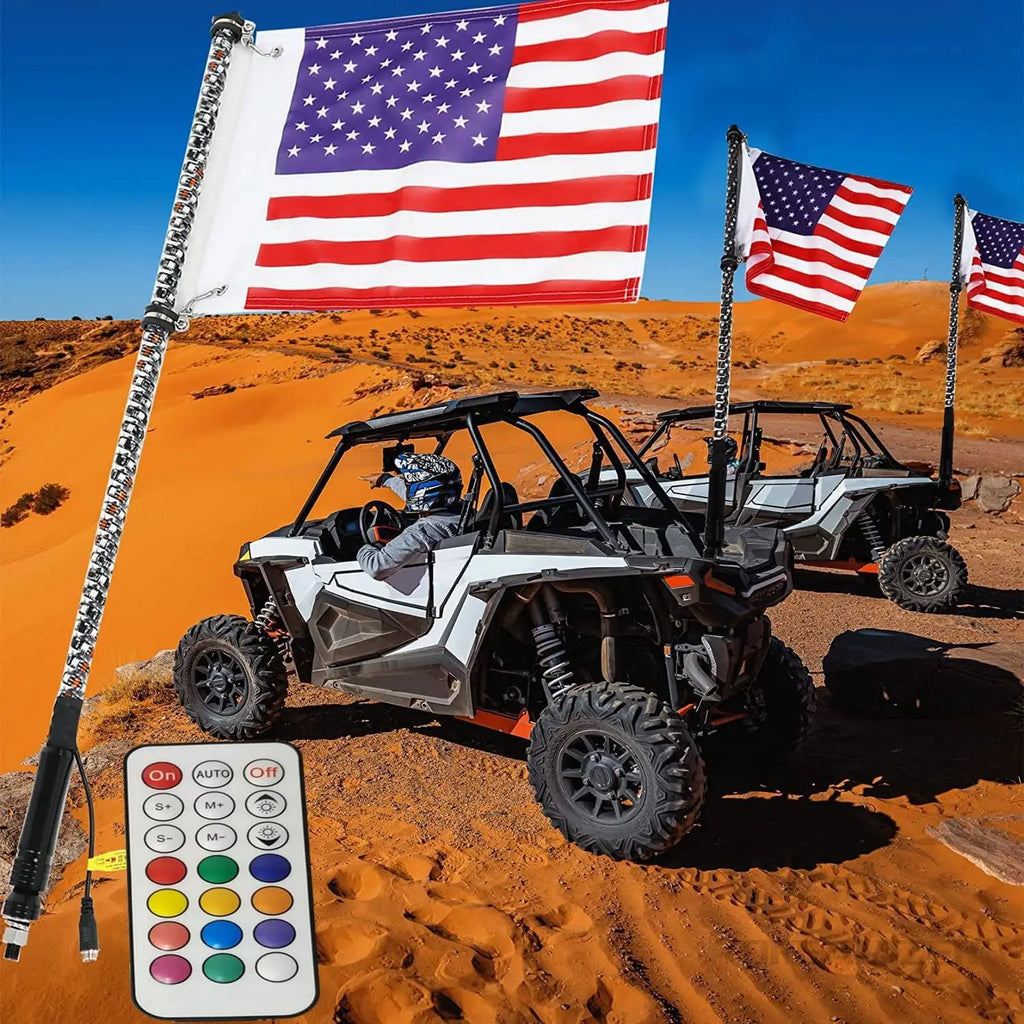 3FT LED Whip Light With App Remote Control, Spiral RGB Chasing Music Whip Light for UTV ATV RZR Can-Am SXS Polaris Offroad Truck