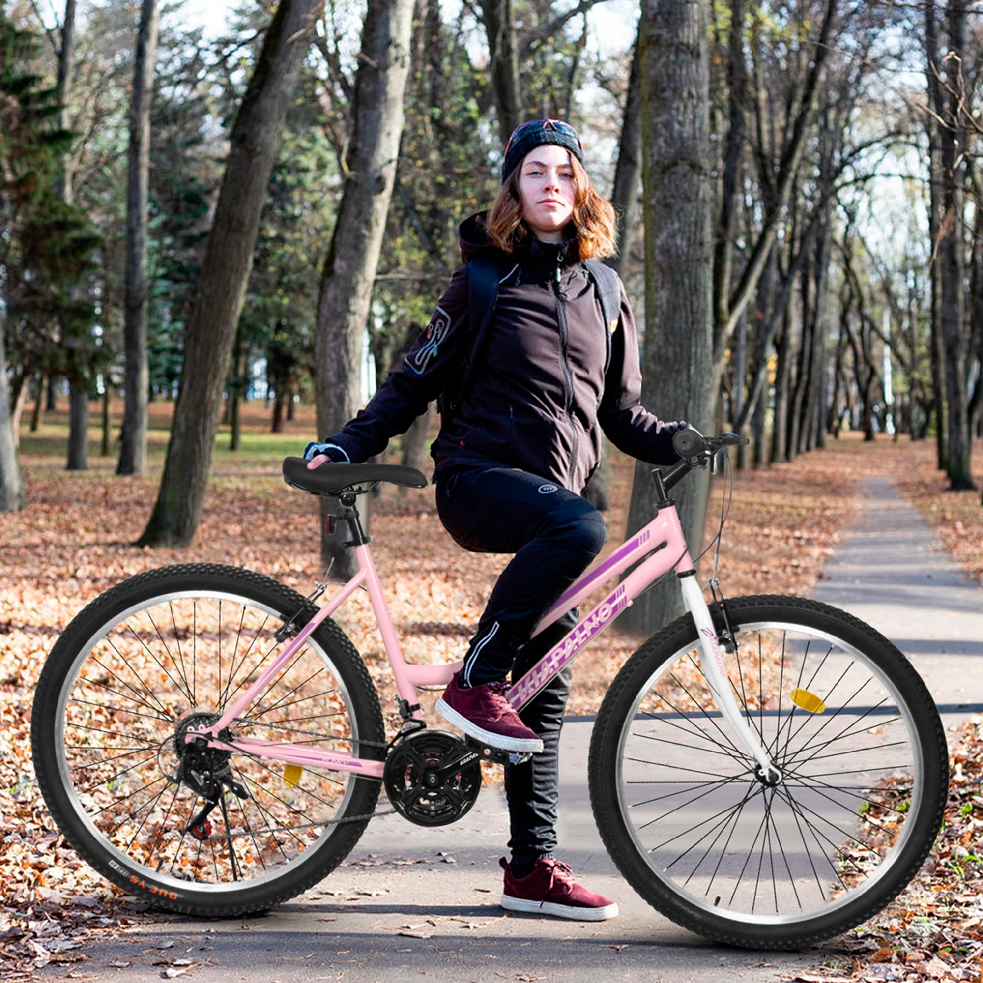 Women's/Girls 24-26 Inch Mountain Bike, 21 Speed Outdoor Cycling Bike, Women's Bicycles V-Brake High Carbon Steel Frame