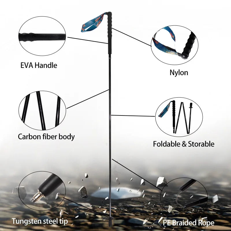 Ultra Light Weight Trekking Poles, Folding Hiking Sticks, Portable Carbon Fiber Collapsible Nordic Walking Cane/Sticks w/Bag.