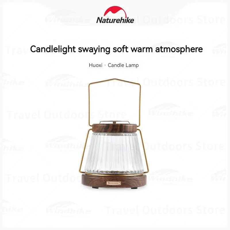 Candle Lantern, Walnut Outdoor Portable Camping Accessories, Novelty Camp Supplies, Ambient Lighting Camping Light.