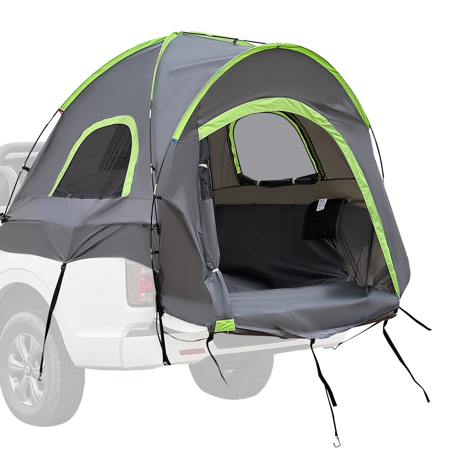 Pickup Truck Tent for Camping, Waterproof PU2000 Truck Bed Camper Shell, Truck Bed Tent w/Double Layer Design Windows