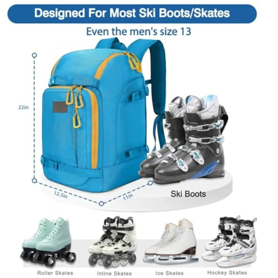 Ski Boot Bag Backpack - 50L Snowboard Boot Bag for Air Travel for Snow Boots Ski Helmet Gloves Goggles Skiing Gear