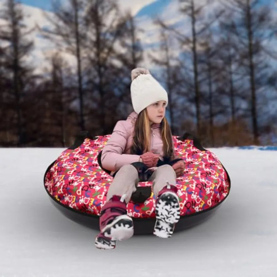 35.4 Inch Snow Tube, Ox Cloth, Heavy Duty Snow Sled, Inflatable Snow Tube, Sled with Thickened Bottom Portable Winter Snow Sledding.