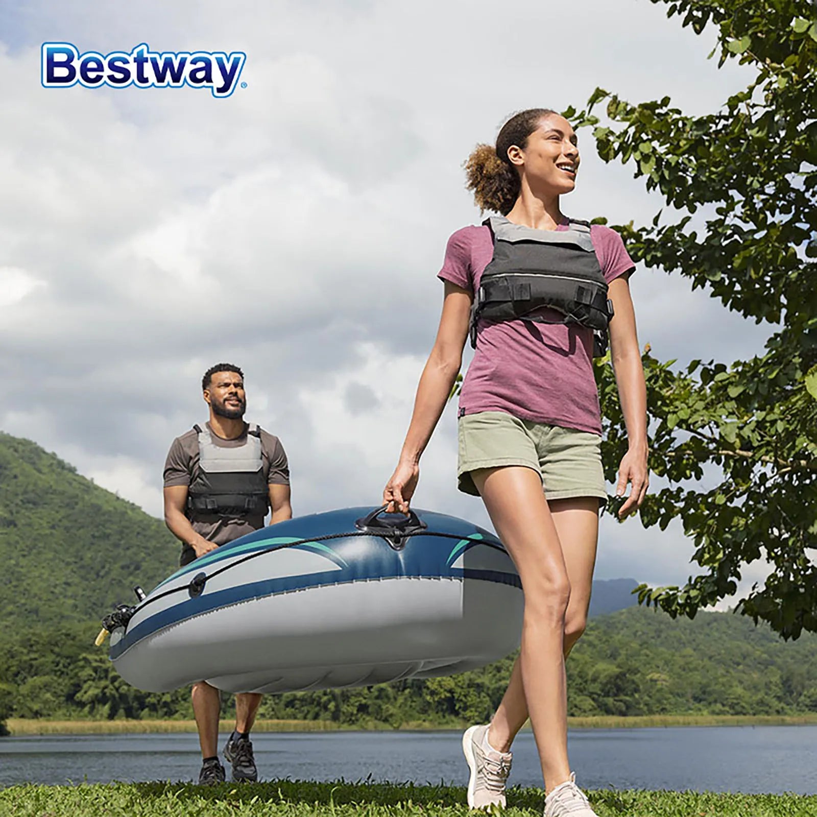 61153 2 Person Inflatable Kayak - Durable PVC Material, Large Adventure Boat, Kit Format, Highly Buoyant and Stable