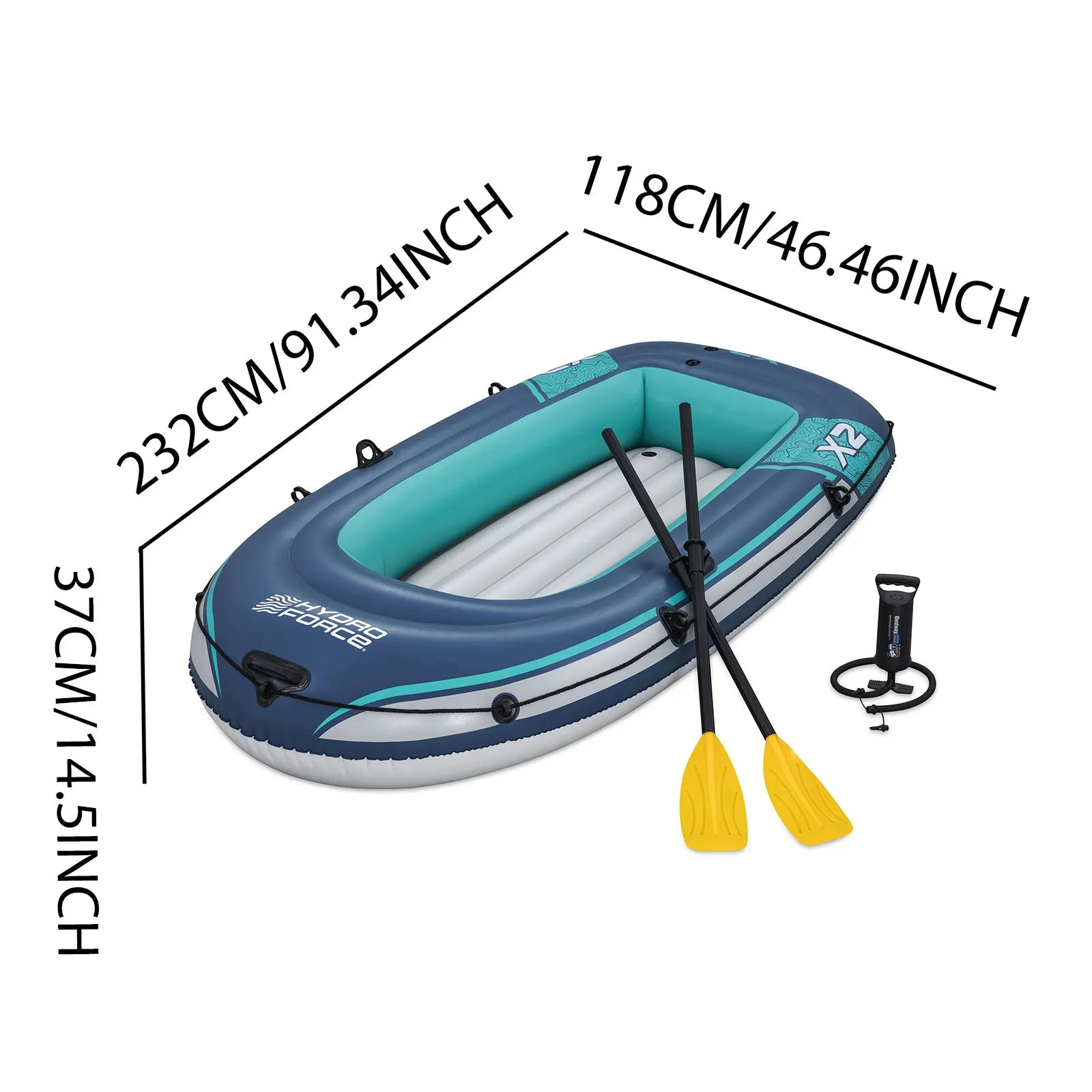61153 2 Person Inflatable Kayak - Durable PVC Material, Large Adventure Boat, Kit Format, Highly Buoyant and Stable