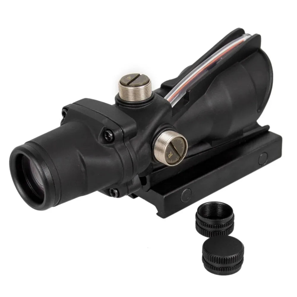 4X32 Hunting Scope Real Fiber Optics, Red Dot Illuminated Etched Reticle, Tactical Scope