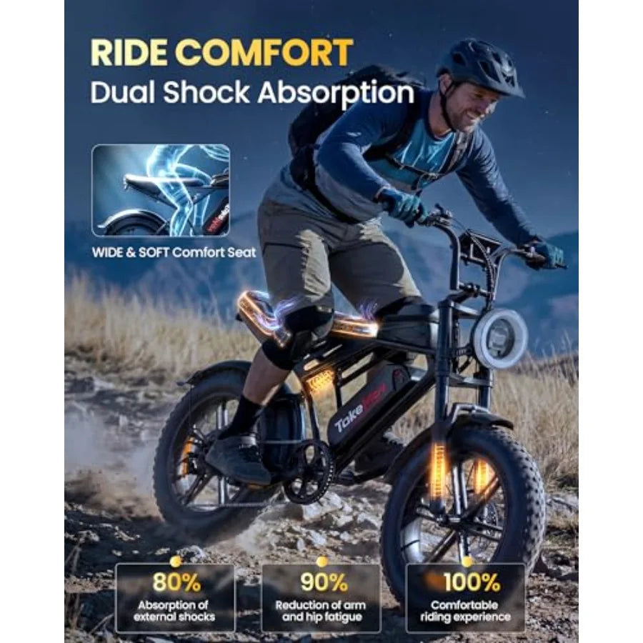 Electric bike for adults: 1500/2000W peak 33/40MPH 60/80 miles range NFC password unlock 48V 15/25Ah removable UL 2849 battery