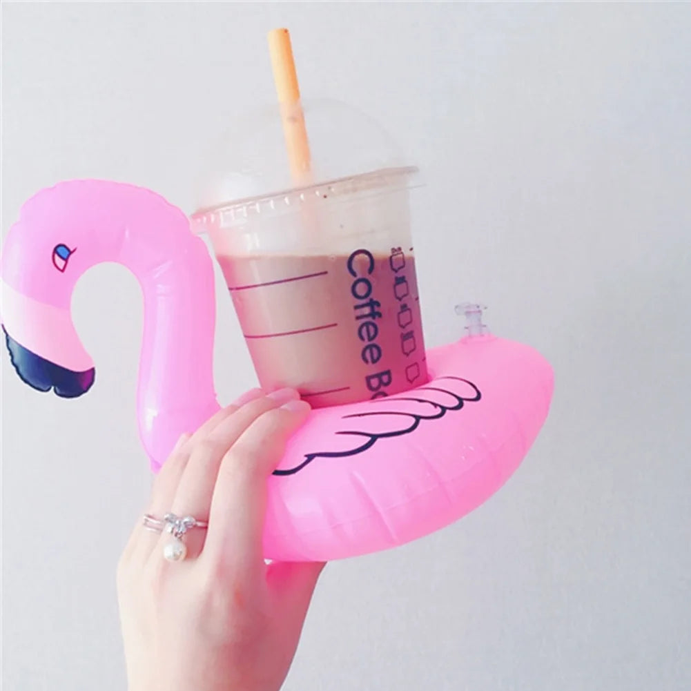 1-20 Pcs Tropical Flamingo Party Cup Holder, Inflatable Water Float Drink Cup Tray