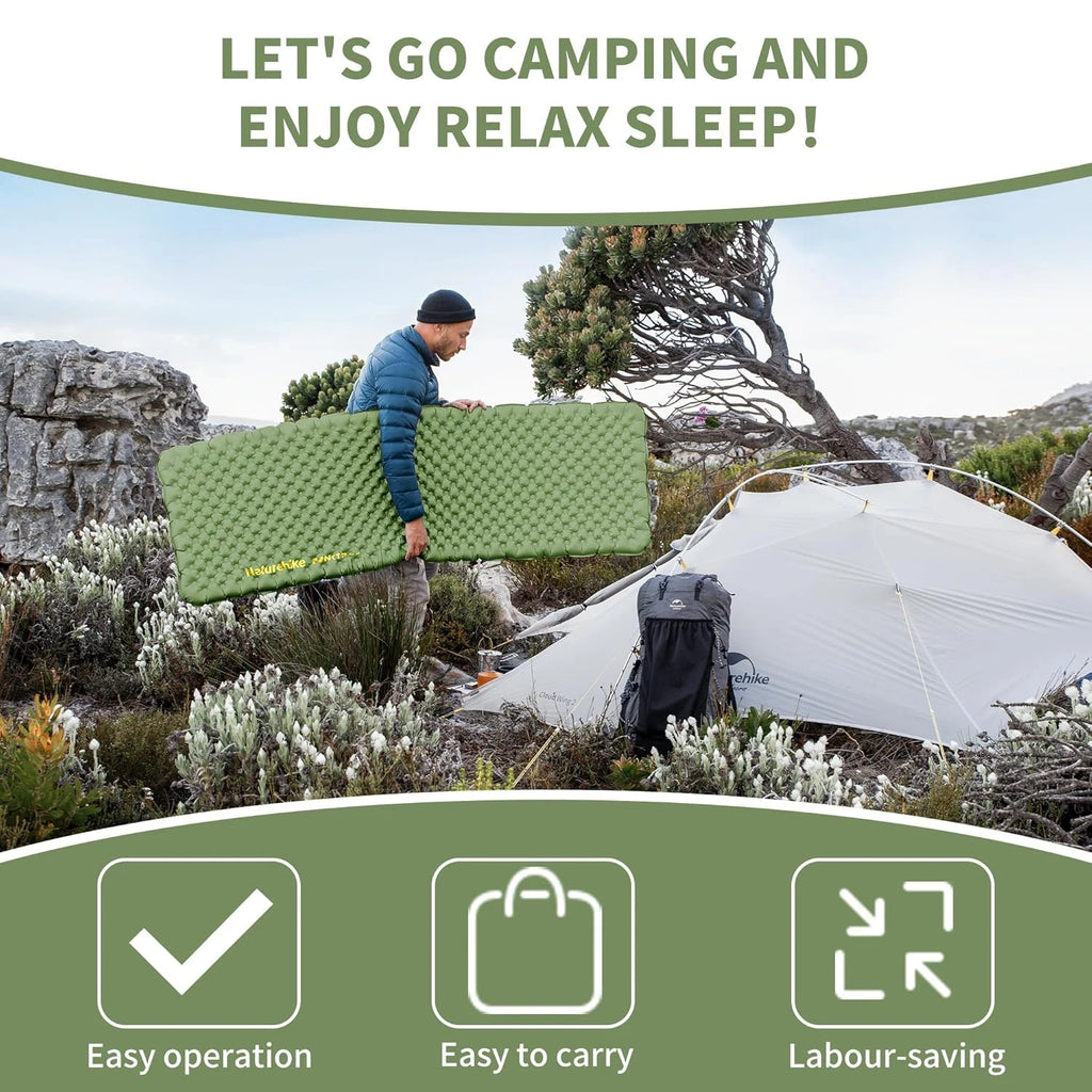R4.6 Inflatable Mattress Outdoor Camping Ultralight Sleeping Pad Single Folding TPU Nylon Hiking Moisture-proof Mat