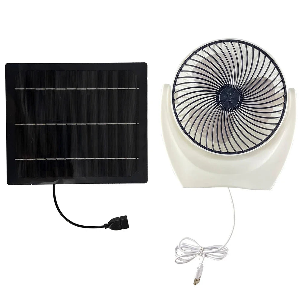 Solar Powered Camping Fan w/USB Solar Charger