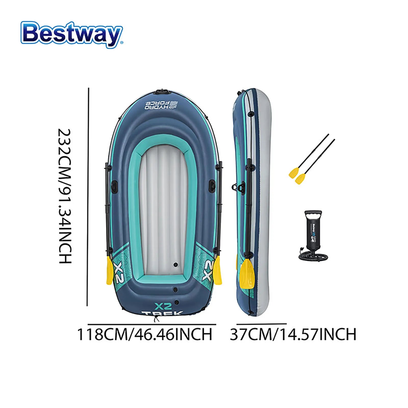 61153 2 Person Inflatable Kayak - Durable PVC Material, Large Adventure Boat, Kit Format, Highly Buoyant and Stable