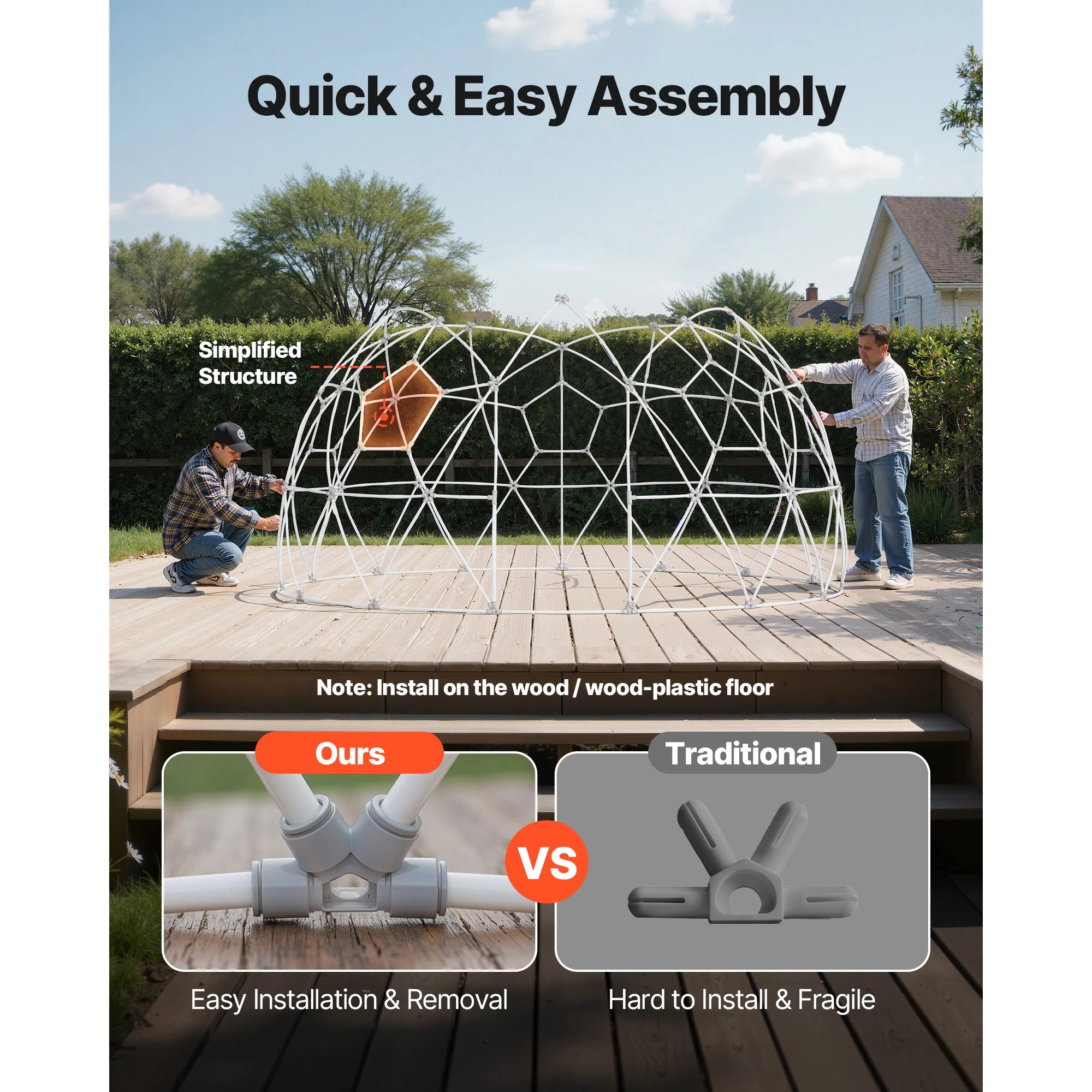 Garden Dome Tent, Weatherproof Geodesic Greenhouse w/Window PVC, Igloo Tents for Backyard Patios Camping Party