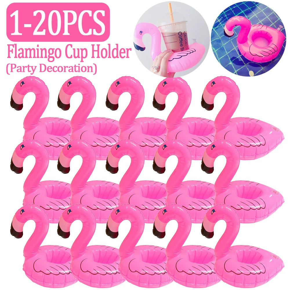 1-20 Pcs Tropical Flamingo Party Cup Holder, Inflatable Water Float Drink Cup Tray