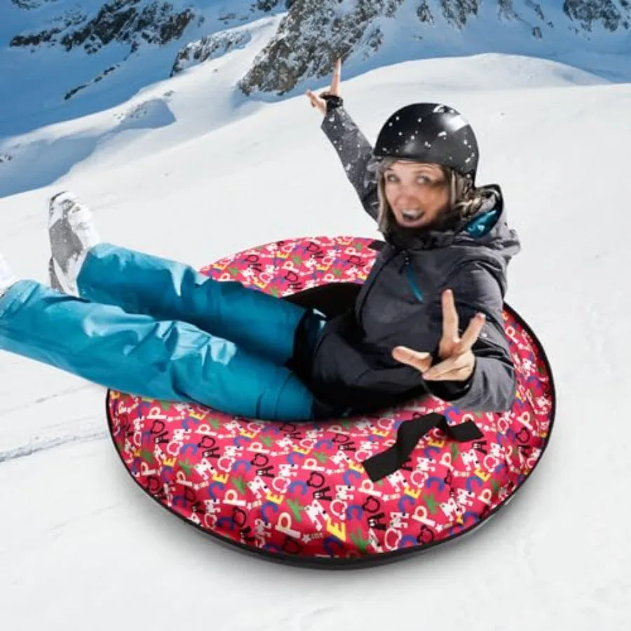 35.4 Inch Snow Tube, Ox Cloth, Heavy Duty Snow Sled, Inflatable Snow Tube, Sled with Thickened Bottom Portable Winter Snow Sledding.