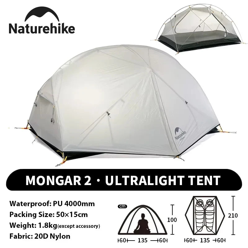 2 Person Backpacking Tent 210T Ultralight, Waterproof Hiking Survival Outdoor Camping Tent