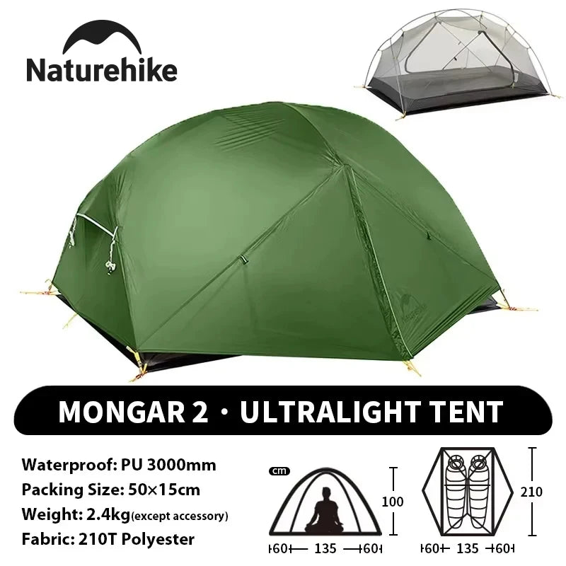 2 Person Backpacking Tent 210T Ultralight, Waterproof Hiking Survival Outdoor Camping Tent