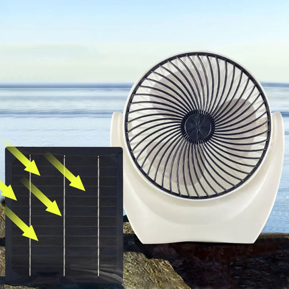 Solar Powered Camping Fan w/USB Solar Charger