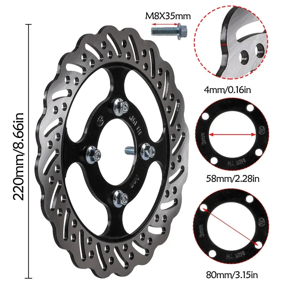 1 PC 220/240mm Front Rear Brake Disc Rotor 58mm for 150cc-350cc Dirt Pit Bike UTV ATV GO KART Accessories Pocket Bike 49cc Parts