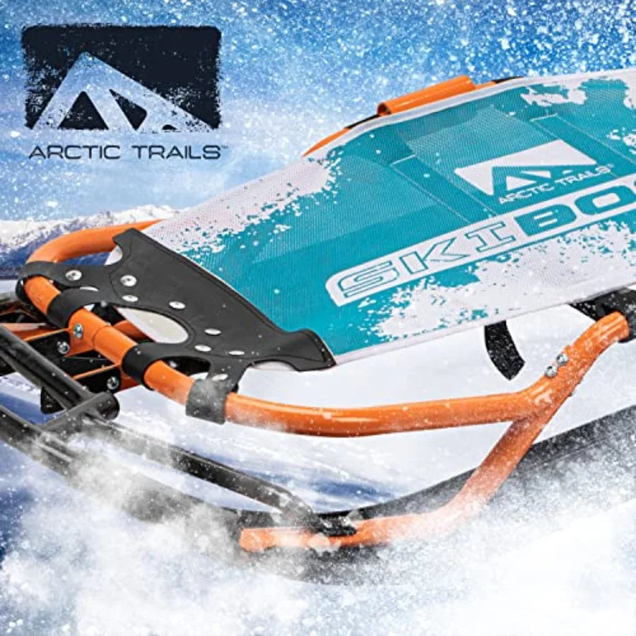 Ski Board Snow Sled - 42 High-Performance Racing Sled with Ski Blade Sliders and Handles - Durable All-Weather Prem
