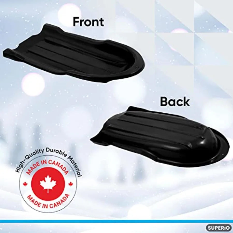 Toboggan Snow Sleds for and Adults Pack of 3 46" Heavy Duty Plastic Open Back Sliders with Handles and Holes for Pull Ropes- Ro