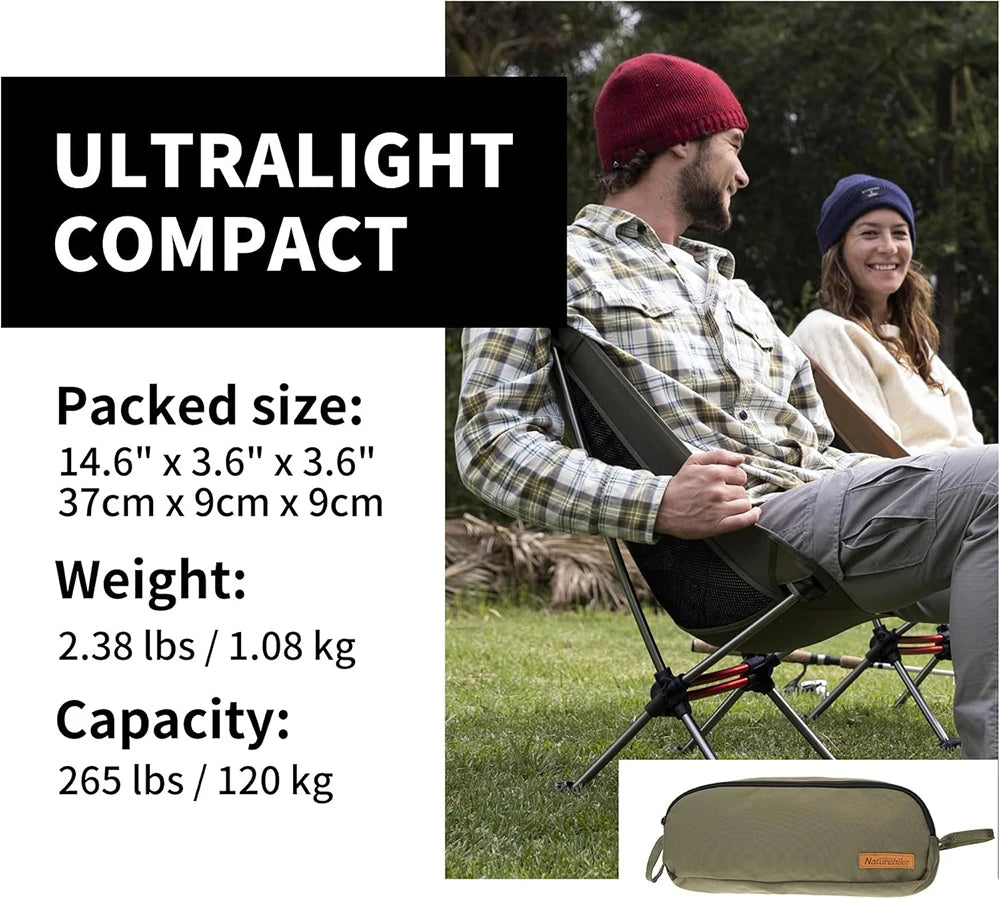 YL08 Ultralight Camping Chair Portable Folding Travel Hiking Backpacking Chair Capacity 120kg with Anti-Sinking Feet