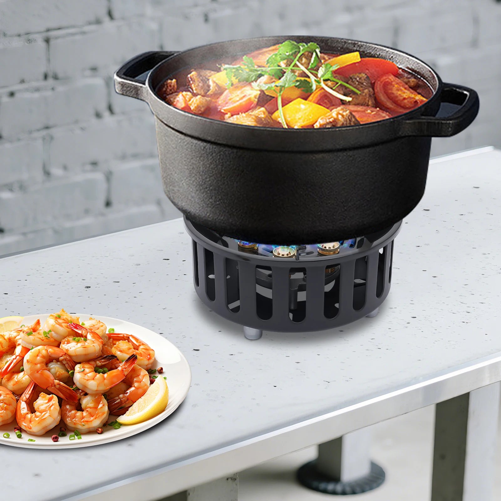 21000W Portable Butane Camping Stove Outdoor Burner w/2 Adapters Gas Stove Propane Portable Stove for Outdoor Frying Boiling