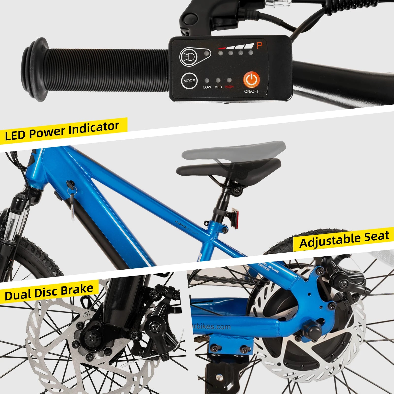 Electric Bike for Kids Teens Ages 7+ with 250W Motor, 15 Miles 15MPH Electric Mountain Bicycle Safe Mini E bikes