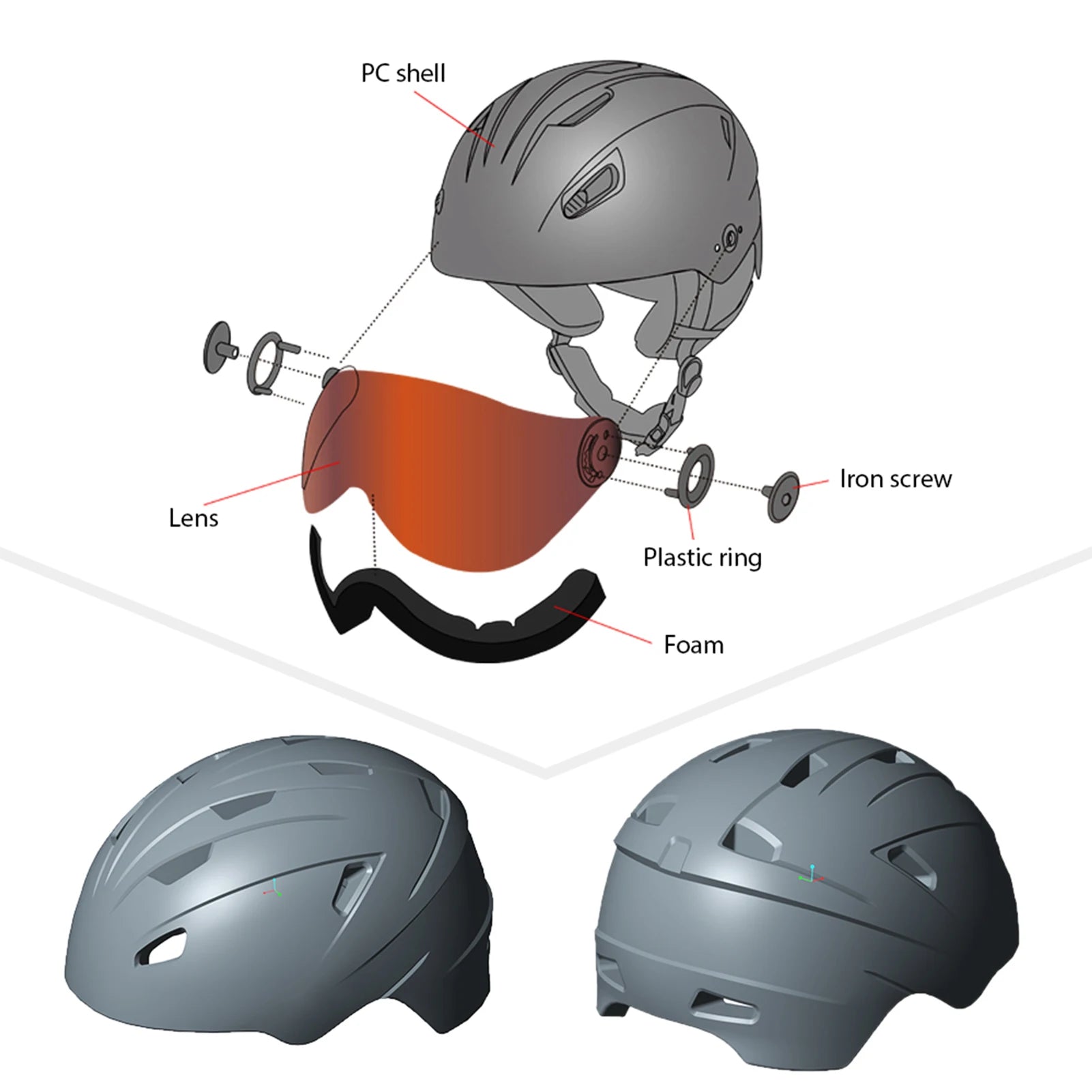 US Ski Helmet Snowboard Helmet, Outdoor Snow Sport Helmet with Removable Liner and Ear Pads.