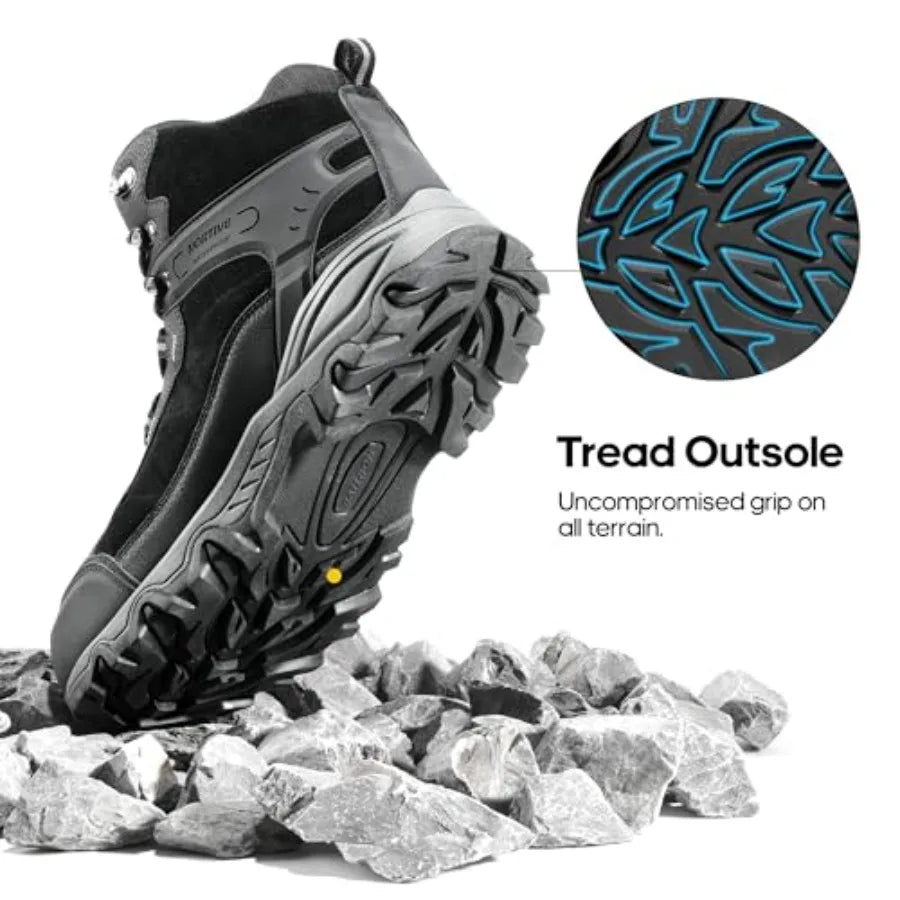 Men's Waterproof Hiking Boots, Outdoor Mid-Trekking Lightweight Mountaineering Shoes.