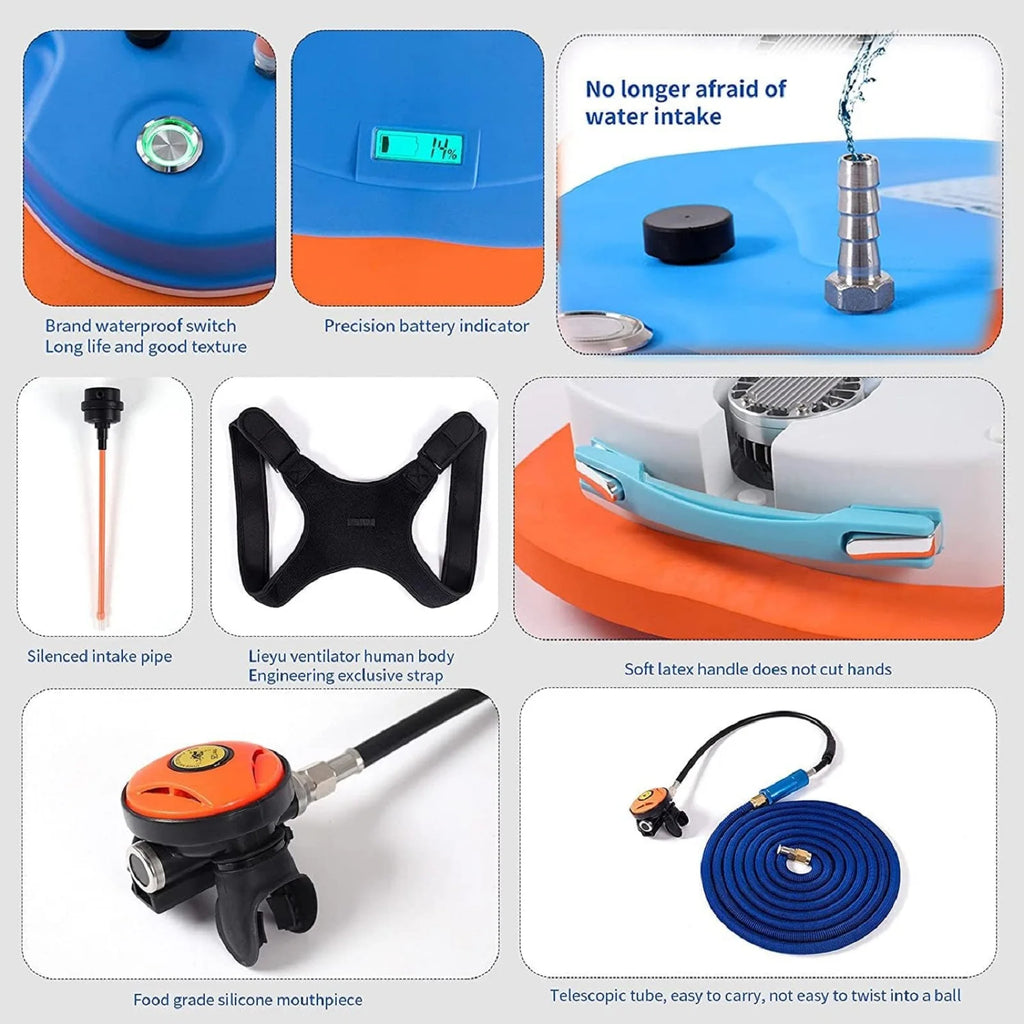Scuba Diving Ventilator, Waterproof, Portable, Rechargeable, Scuba Diving w/Breathing Regulator