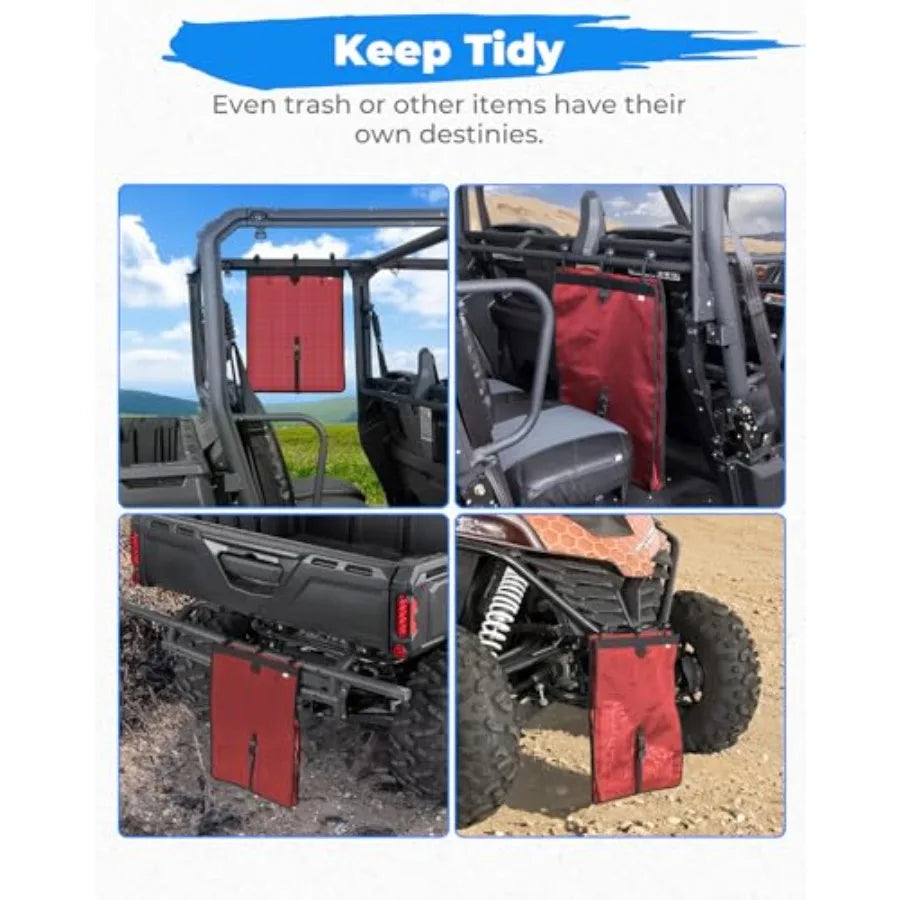 Universal Large Trash Bag for UTV/ATV, Dry-Wet Trash Sack, PVC Mesh Bag with Durable Reinforced Design and Secure Fastening.