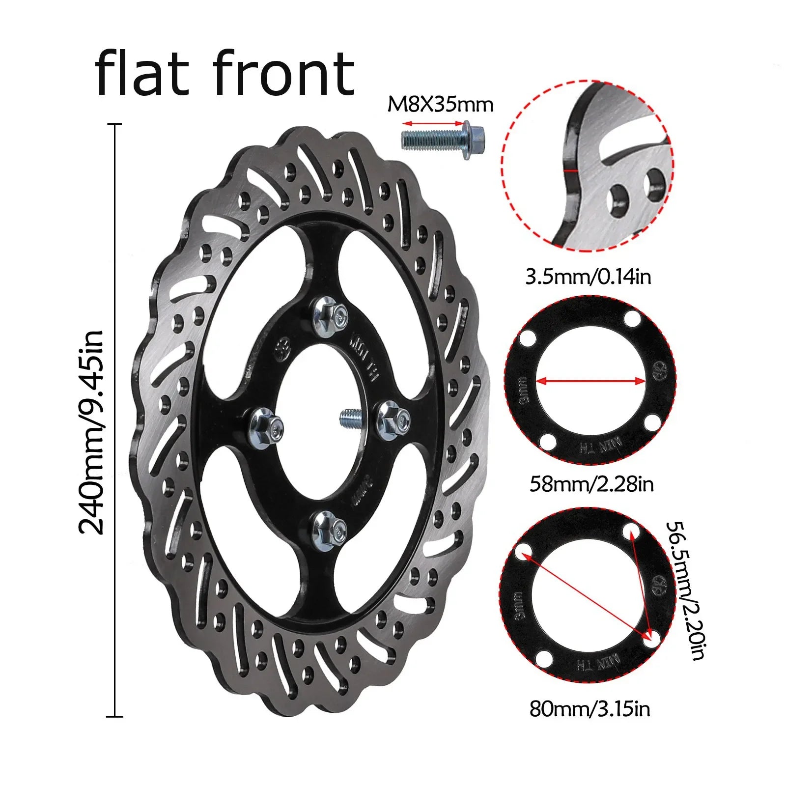 1 PC 220/240mm Front Rear Brake Disc Rotor 58mm for 150cc-350cc Dirt Pit Bike UTV ATV GO KART Accessories Pocket Bike 49cc Parts