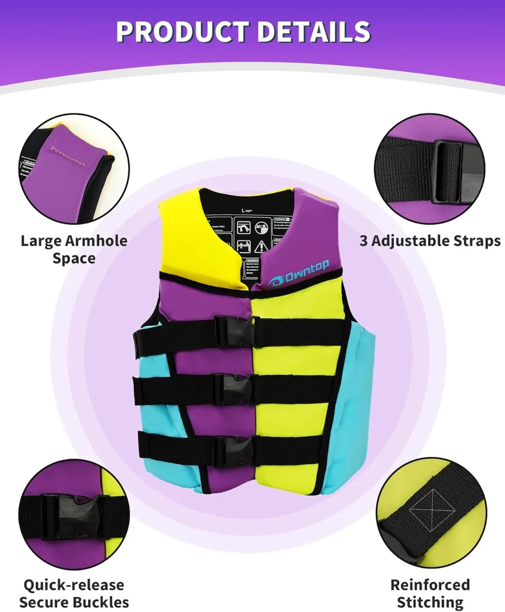 Swim Vest Youth | Lightweight & Breathable | Adjustable Straps | Swimming, Kayak, Boating | 50-125 lbs