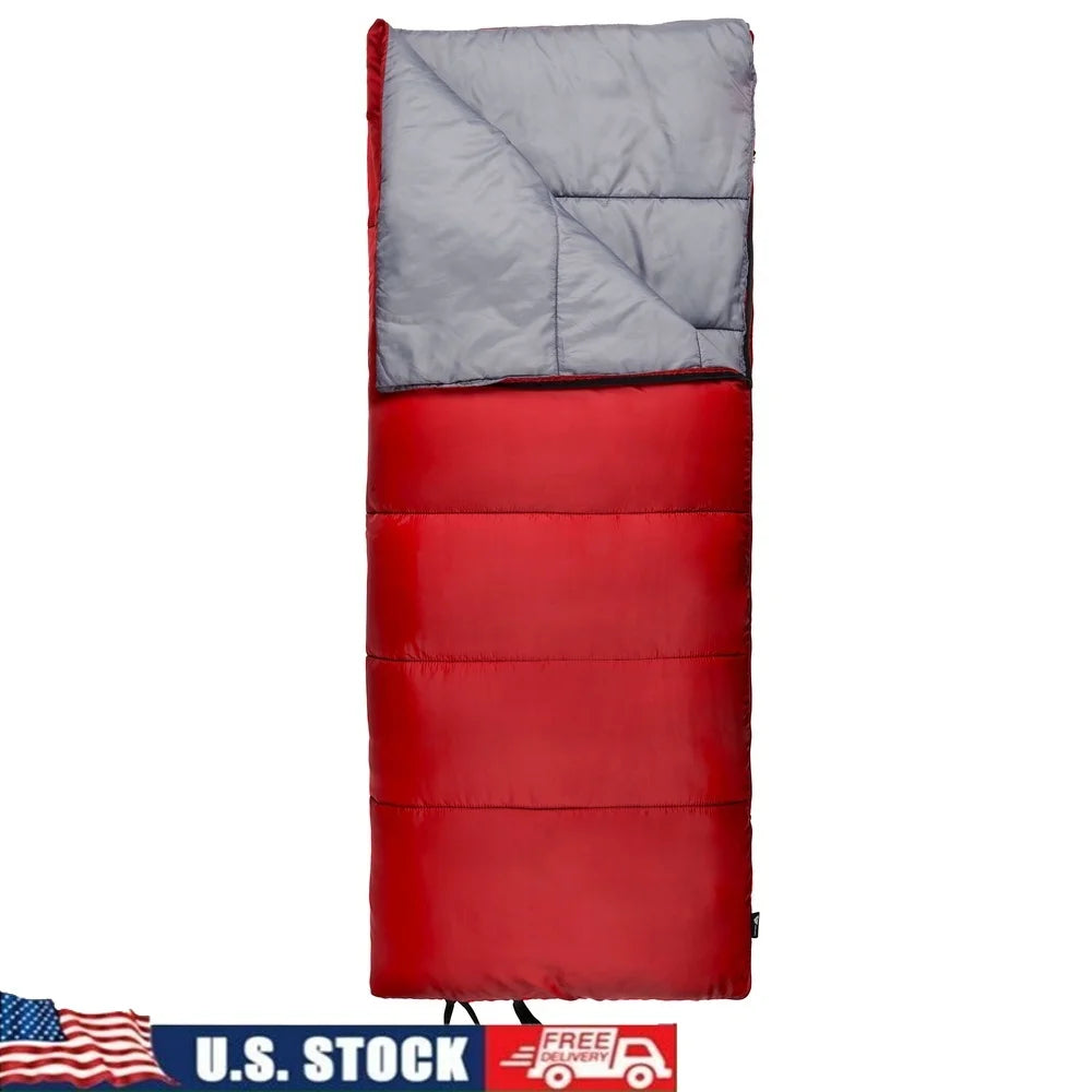 50F Warm Weather Sleeping Bag, Compact, Lightweight Camping Quilted Insulated Polyester Fabric