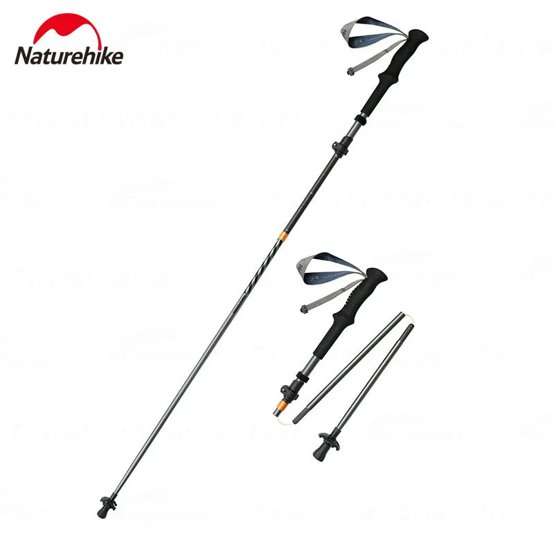Nature Hike Outdoor Climbing Pole 5-Section Carbon Fiber Aluminum Alloy Ultralight Trekking Sticks Walking Stick Camping Supplies