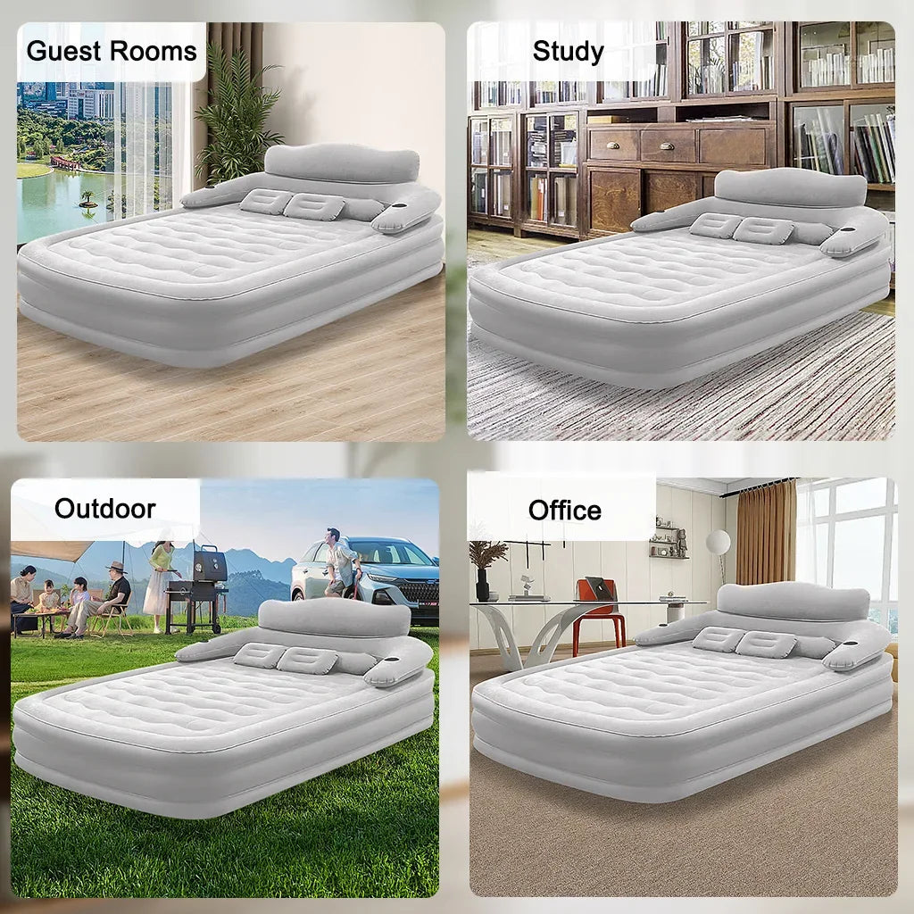 2 Person-Built-In Pump Camping Mattress, PVC Automatic Inflatable, Increased Height Thickened Indoor/Outdoor Sleeping Mat
