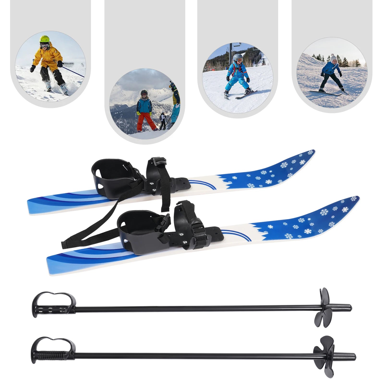 Blue ABS Ski Set, Kids Skis and Poles, Kids Beginner Snow Skis 68* 6cm for Outdoor Activities.