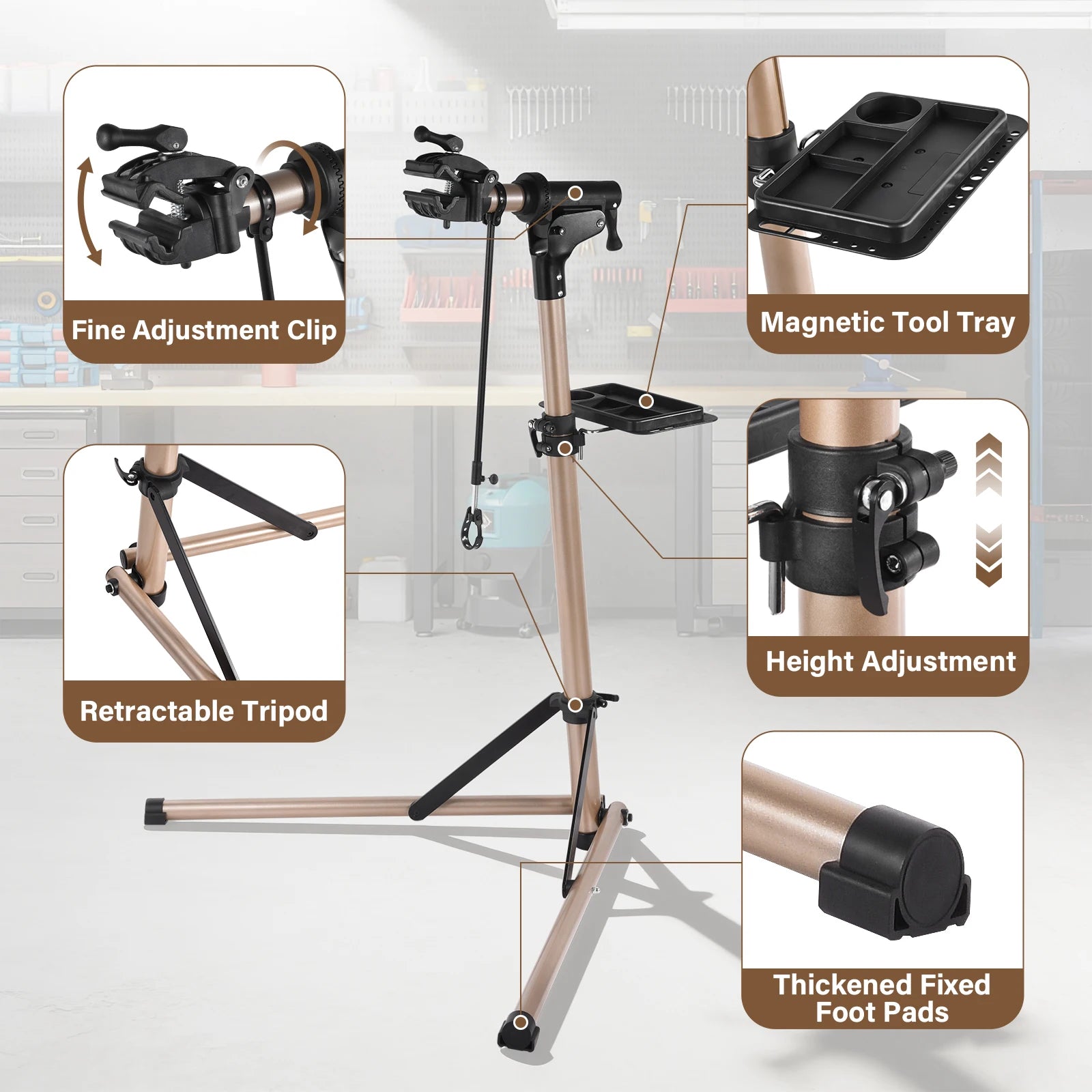 Bicycle Repair Stand with Quick Release for E-bikes, 110 Lbs Bike Repair Stands, Aluminum Alloy Heavy Duty Bike Stand