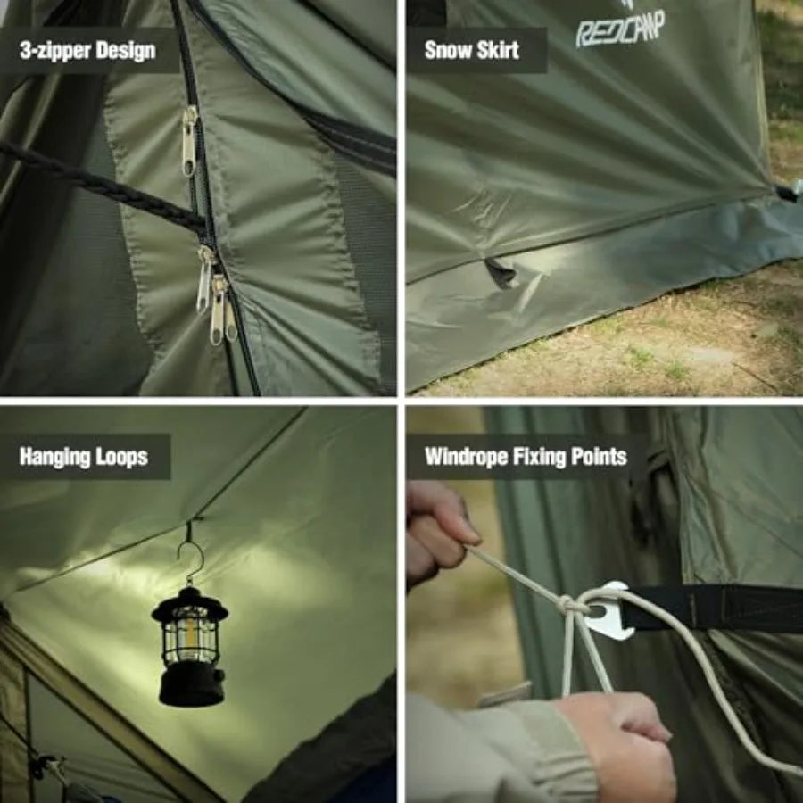 Large Hammock Hot Tent w/Stove Jack, Waterproof/Windproof Winter Wall Tent w/Snow Skirt, Ultralight 4 Season Tent